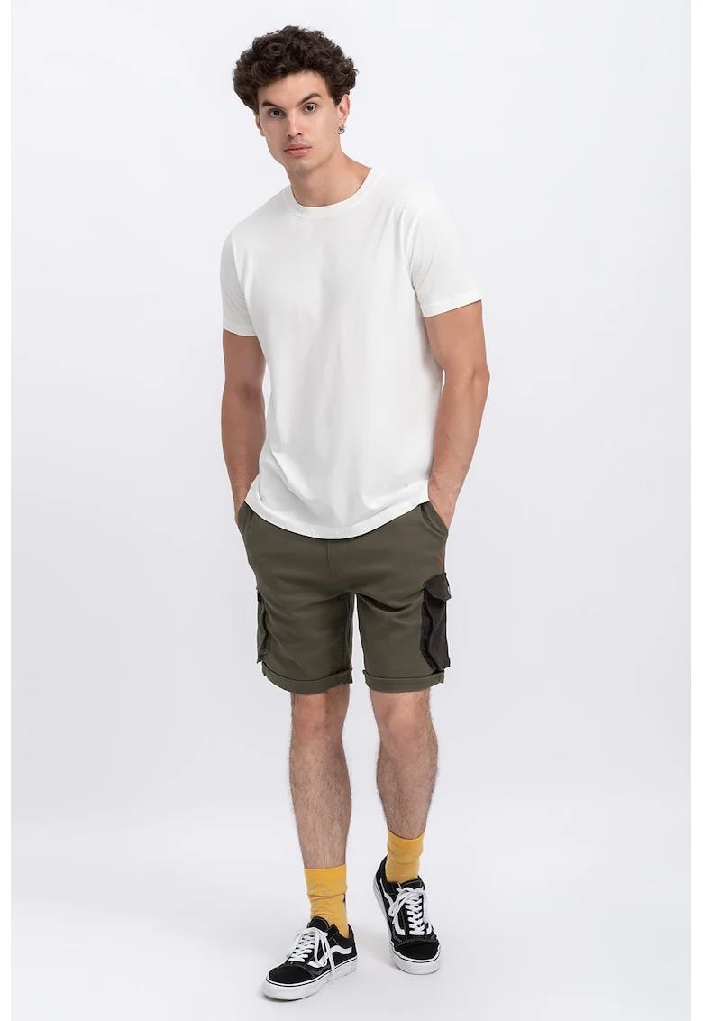 Tricou unisex cu decolteu la baza gatului, Alb murdar