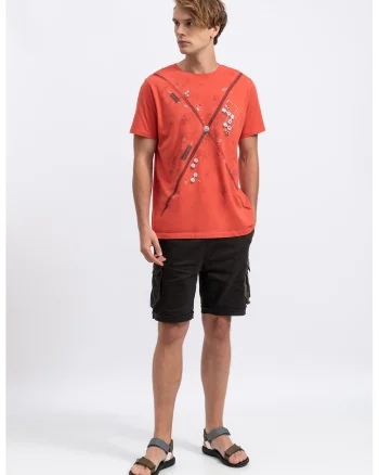 Tricou unisex cu imprimeu, Coral