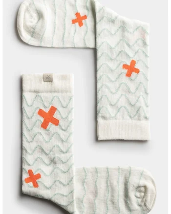 Sosete unisex din amestec de bumbac cu model, Alb/Portocaliu mandarina