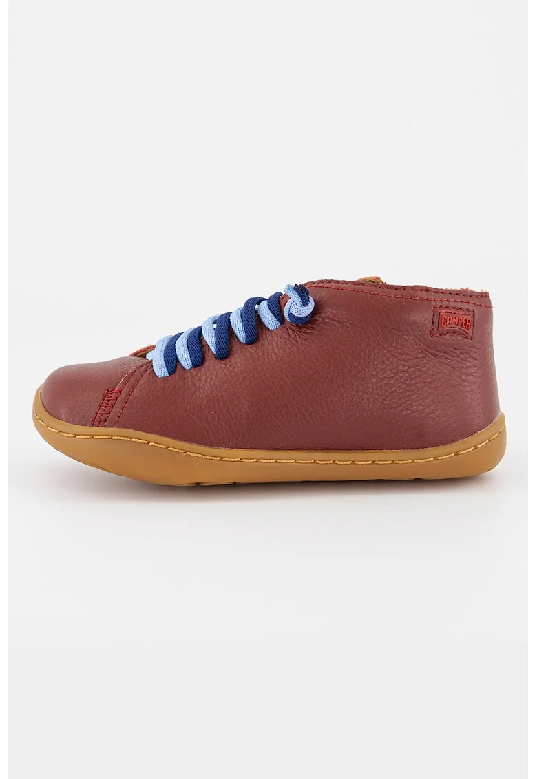 Pantofi de piele cu sireturi contrastante Peu Cami 253, Visiniu