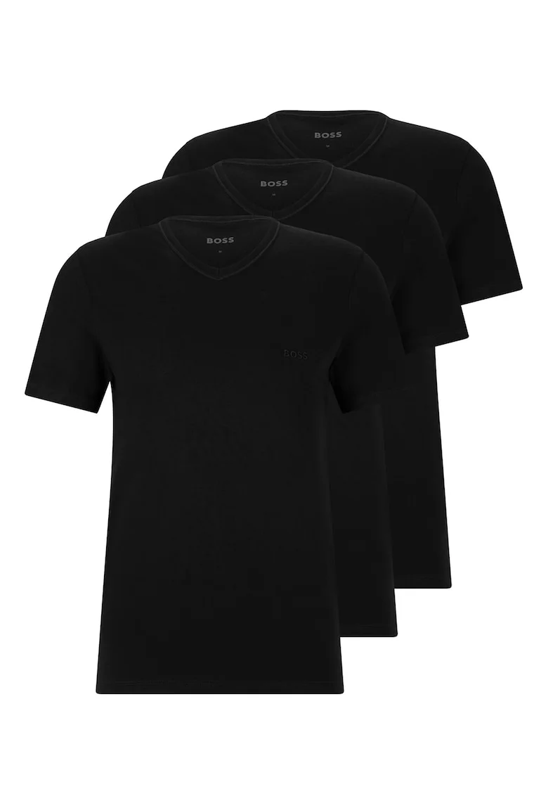 Set de tricouri de casa cu decolteu in V - 3 piese, Negru