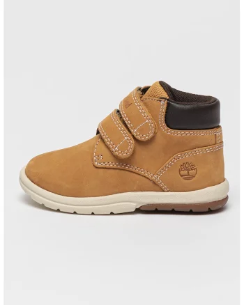 Ghete de piele nabuc cu velcro, Maro deschis