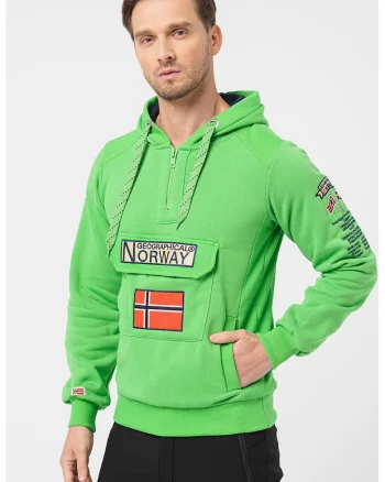 Hanorac cu snur si logo brodat Gymclass, Verde