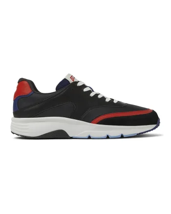 Pantofi sport cu detalii de piele nabuc, Rosu/Negru
