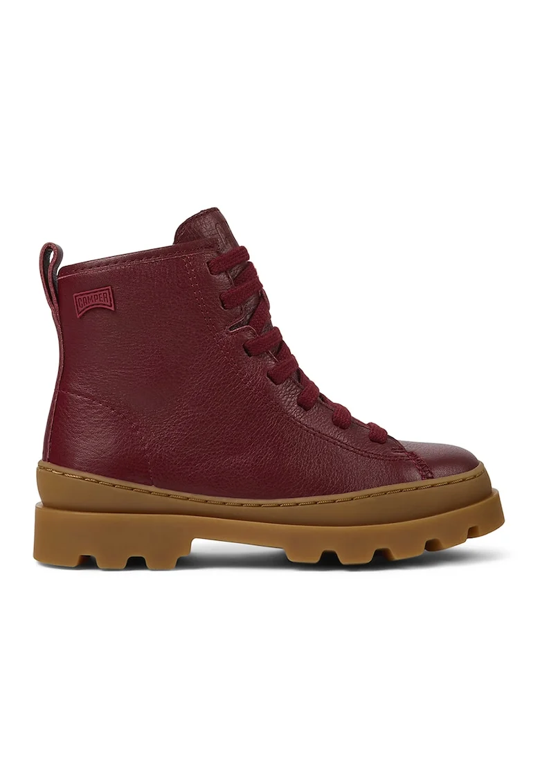 Ghete de piele cu aplicatie logo discreta Brutus 609, Rosu inchis