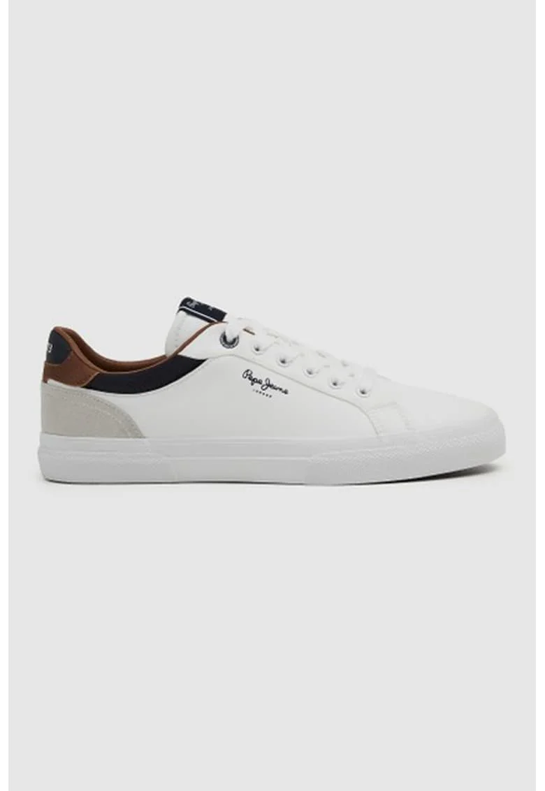 Pantofi sport cu insertii de piele intoarsa, Alb