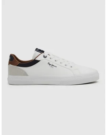 Pantofi sport cu insertii de piele intoarsa, Alb