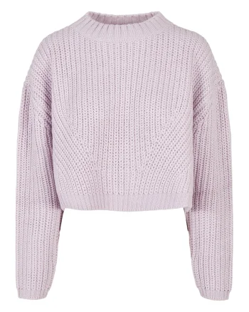 Pulover crop cu maneci cazute, Lila