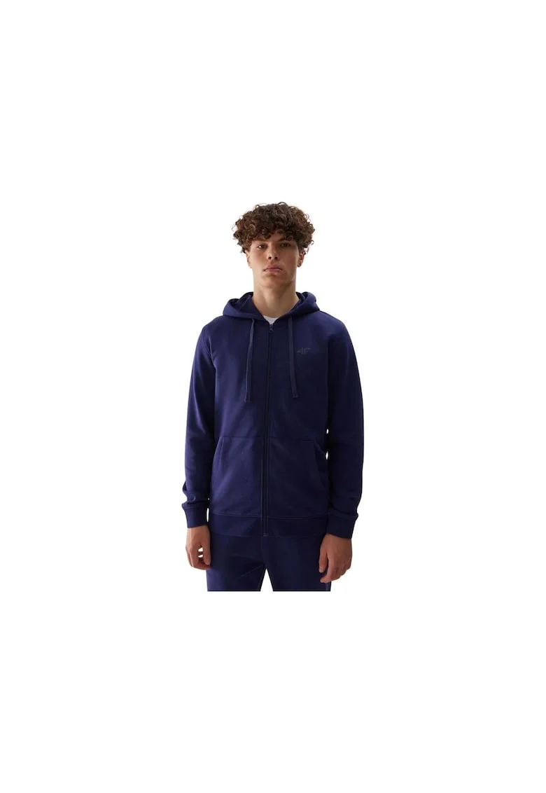 Hanorac cu fermoar si gluga  B23464, Bleumarin, Bleumarin