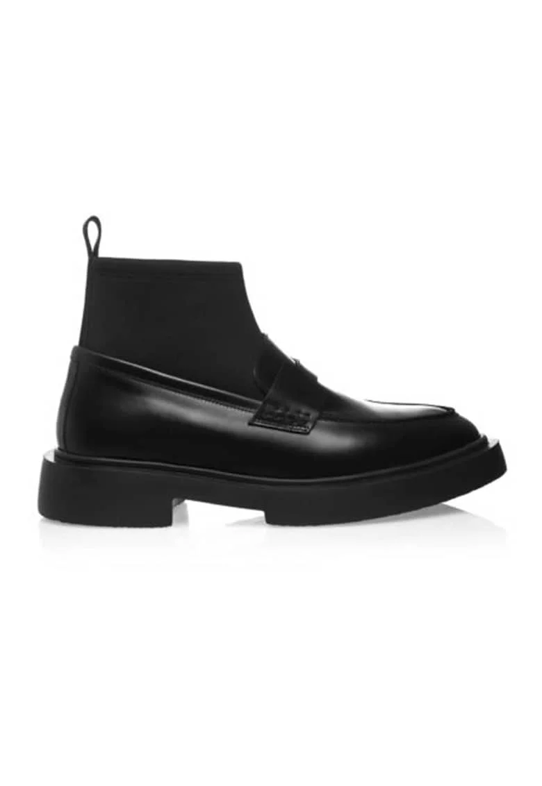 Ghete de piele si material textil Adam, Negru