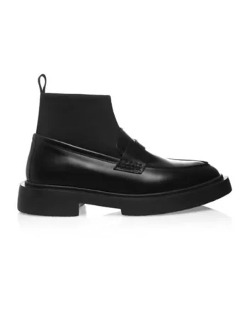 Ghete de piele si material textil Adam, Negru