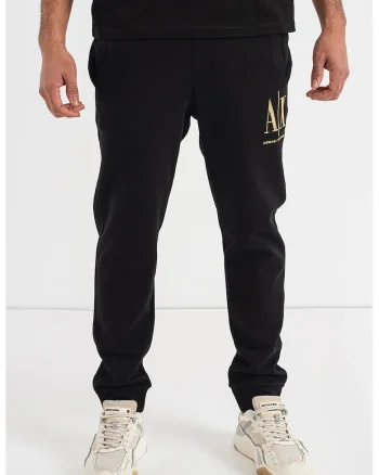 Pantaloni sport regular fit cu detaliu logo, Auriu/Negru
