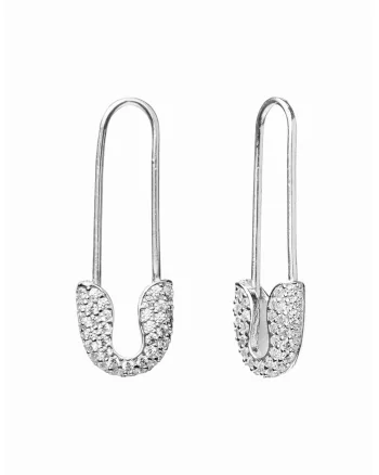 Cercei din argint decorati cu cristale zirconia, Argintiu
