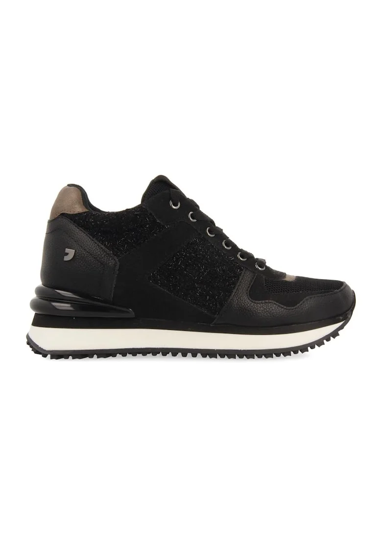 Pantofi sport de piele ecologica cu garnituri texturate Lellig, Negru