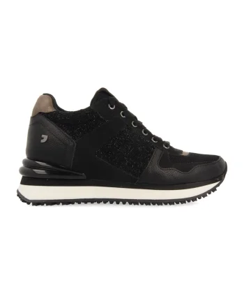 Pantofi sport de piele ecologica cu garnituri texturate Lellig, Negru