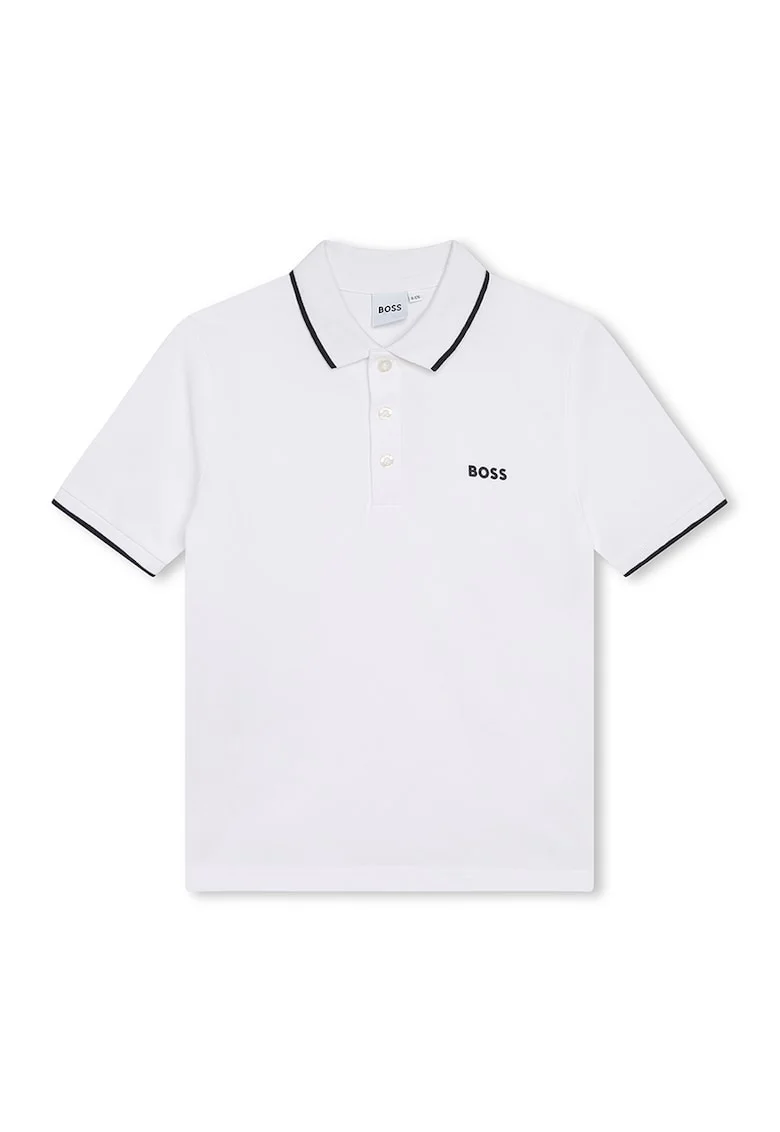 Tricou polo cu imprimeu logo discret, Alb