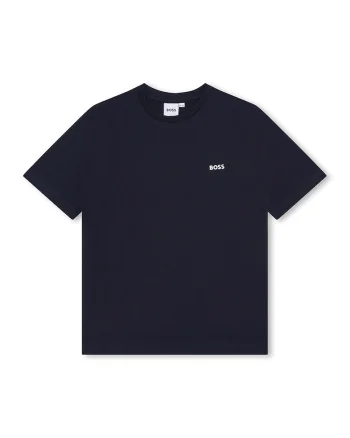 Tricou din bumbac cu imprimeu logo discret, Bleumarin