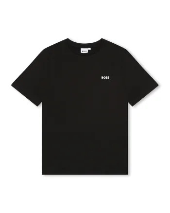 Tricou din bumbac cu imprimeu logo discret, Negru