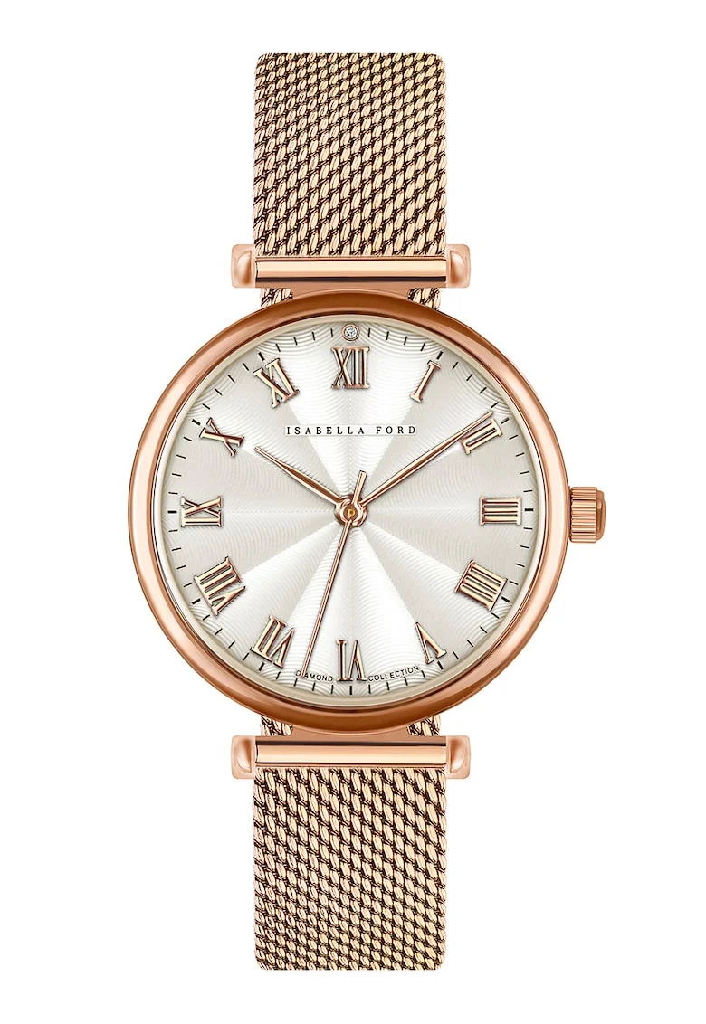 Ceas quartz decorat cu un diamant, Auriu rose