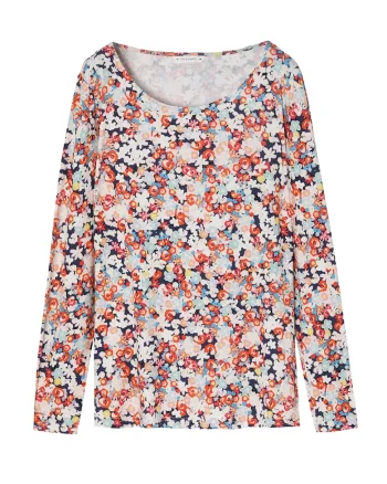 Bluza cu imprimeu floral Elodi, Alb/Portocaliu/Albastru