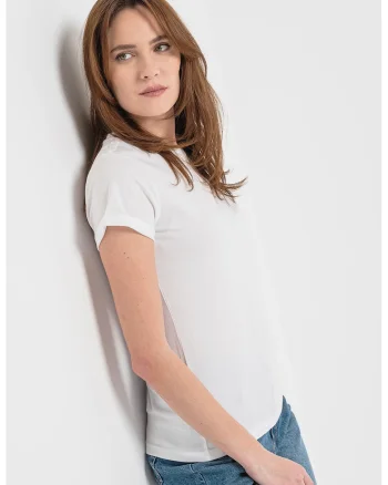 Tricou slim fit cu model uni, Alb optic