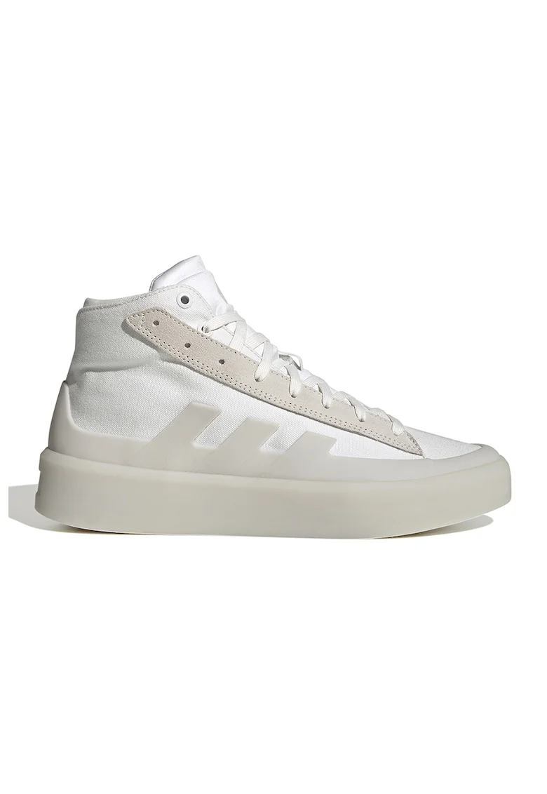 Pantofi sport mid-high unisex cu garnituri din piele intoarsa Znsored, Alb/Alb murdar