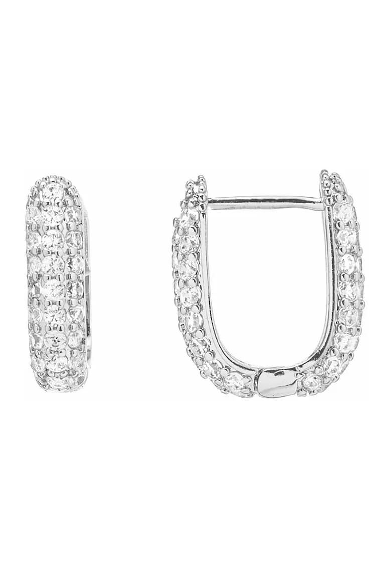 Cercei decorati cu cristale zirconia, Argintiu