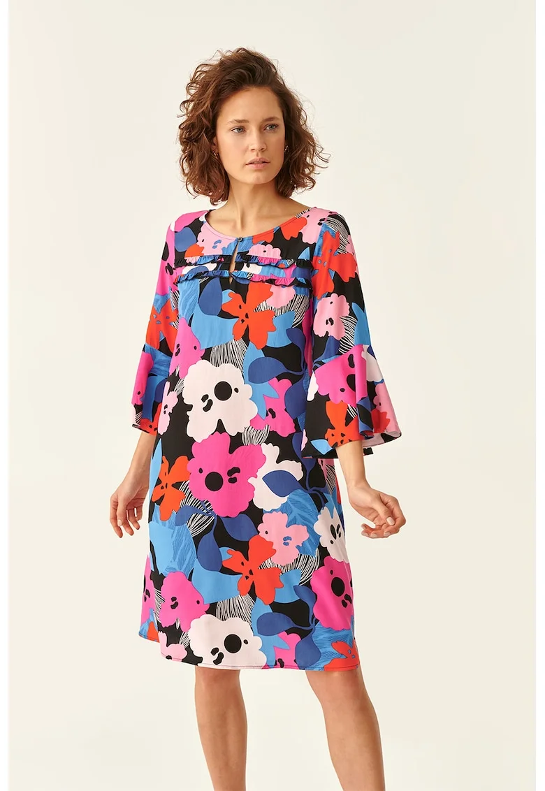 Rochie cu model floral, Rosu/Roz/Albastru