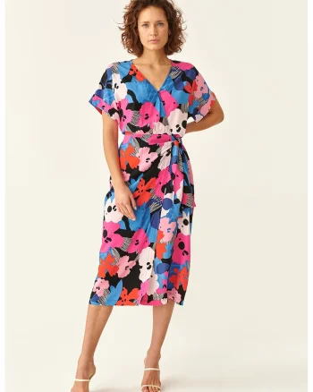 Rochie midi cu imprimeu floral, Rosu/Roz/Albastru