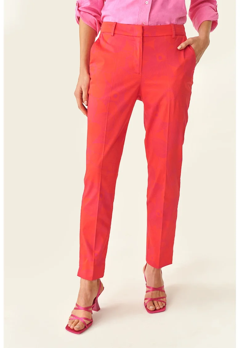 Pantaloni chino cu talie medie, Rosu vermillion