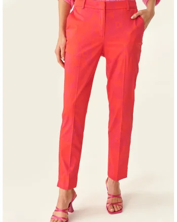 Pantaloni chino cu talie medie, Rosu vermillion