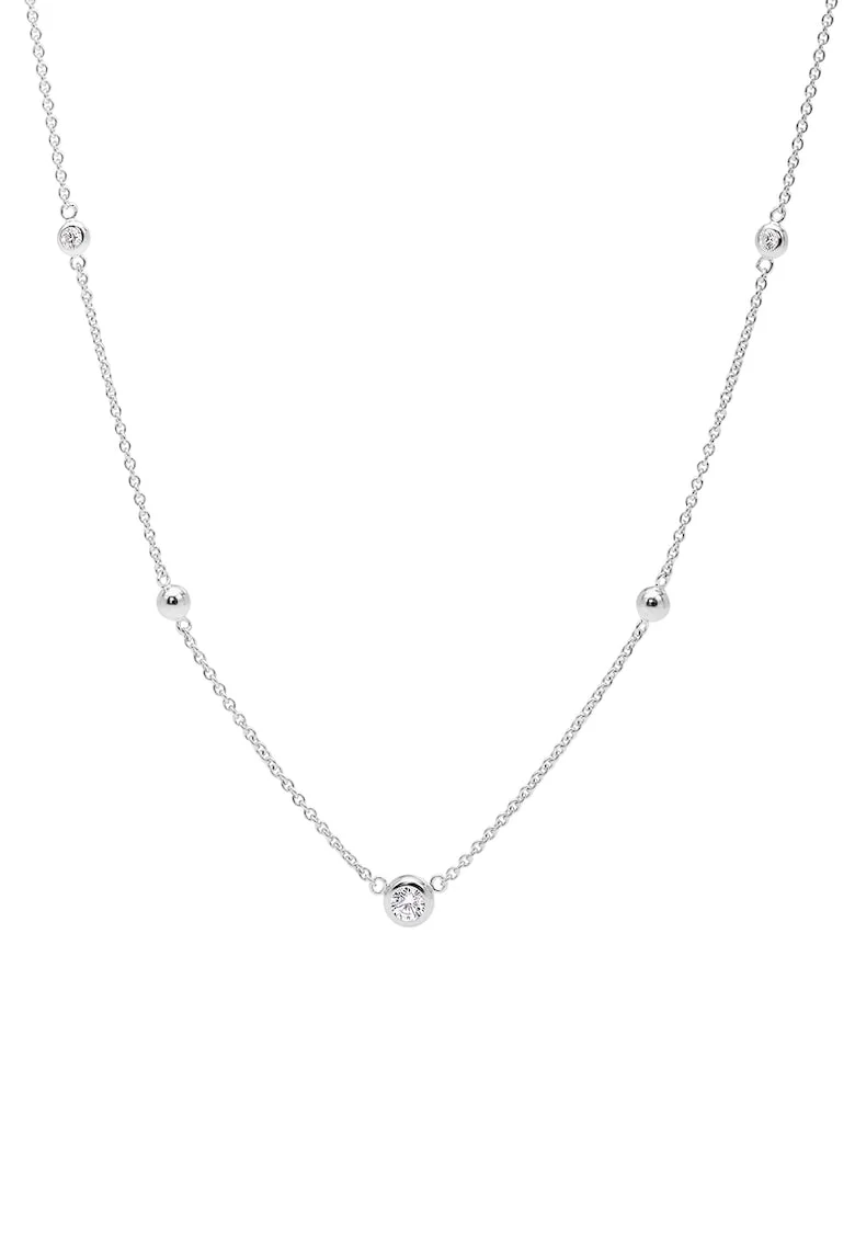 Colier de argint cu zirconia, Argintiu