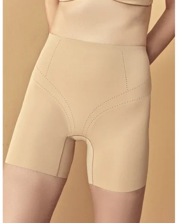 Pantaloni scurti modelatori cu talie inalta, Bej