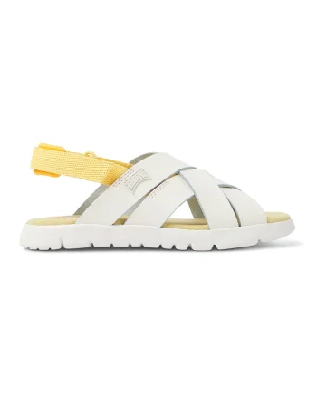 Sandale cu inchidere velcro si garnituri din piele Oruga, Alb optic
