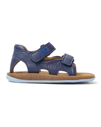Sandale din piele cu inchidere velcro, Bleumarin