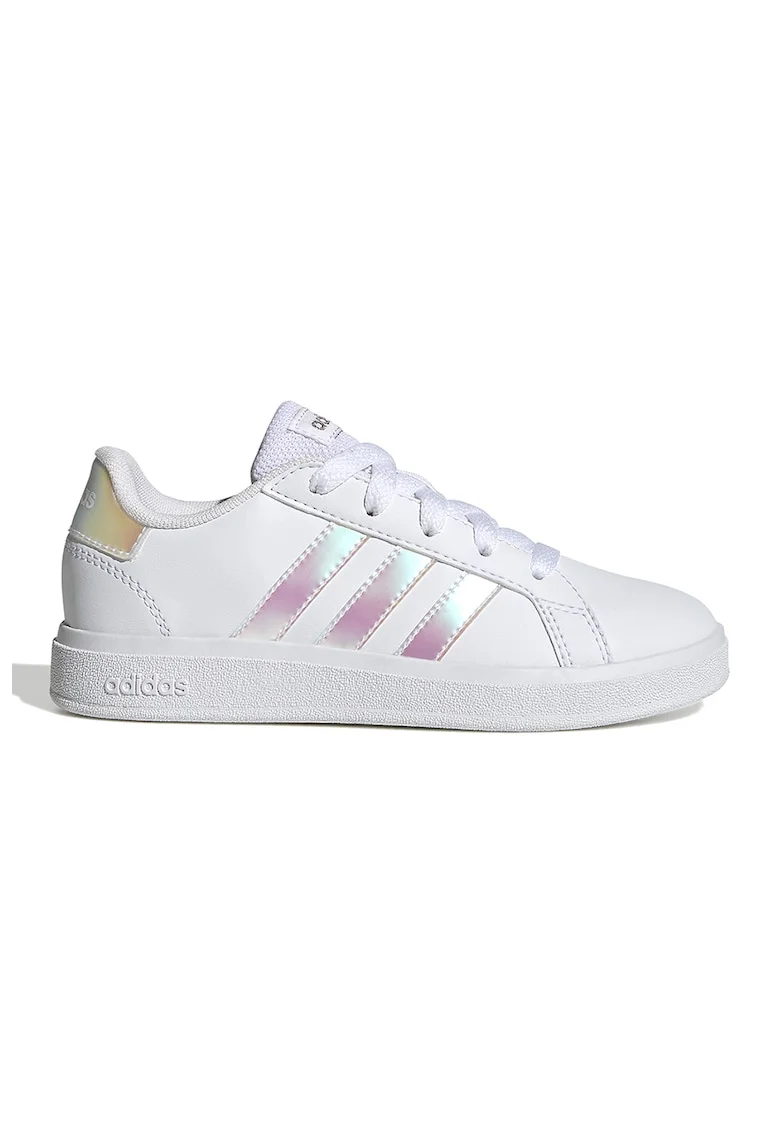 Pantofi sport din piele ecologica cu detalii holografice Grand Court 2.0, Alb/Roz