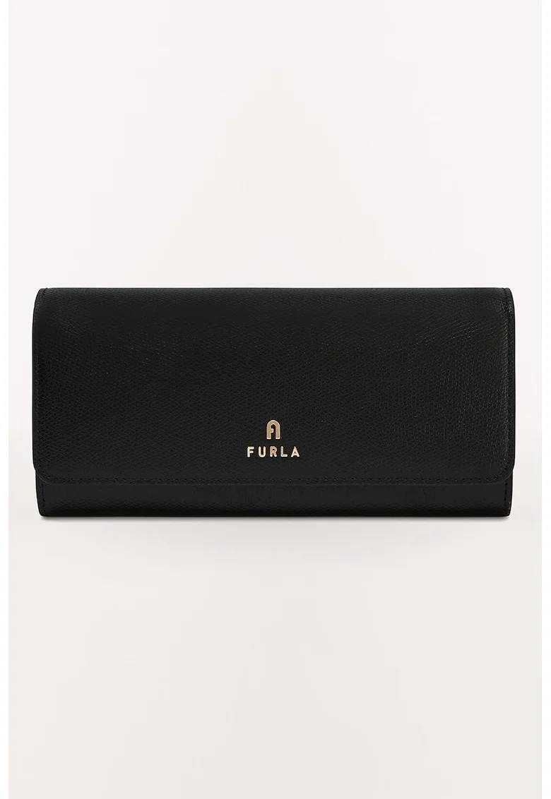 Portofel din piele cu inchidere cu clapa Camelia Continental, Negru