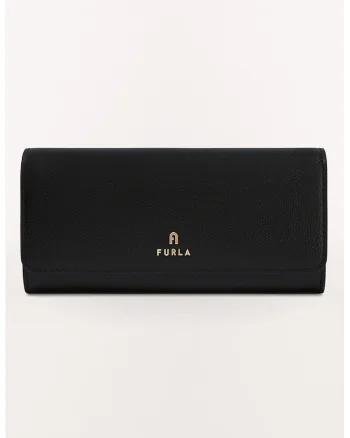 Portofel din piele cu inchidere cu clapa Camelia Continental, Negru