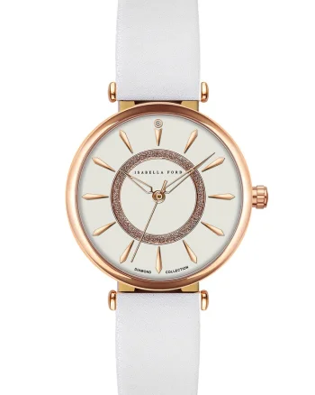 Ceas quartz cu o curea de piele, Alb