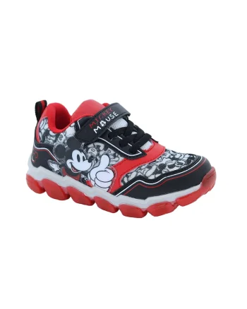 Pantofi sport cu velcro si Mickey Mouse, Rosu/Negru