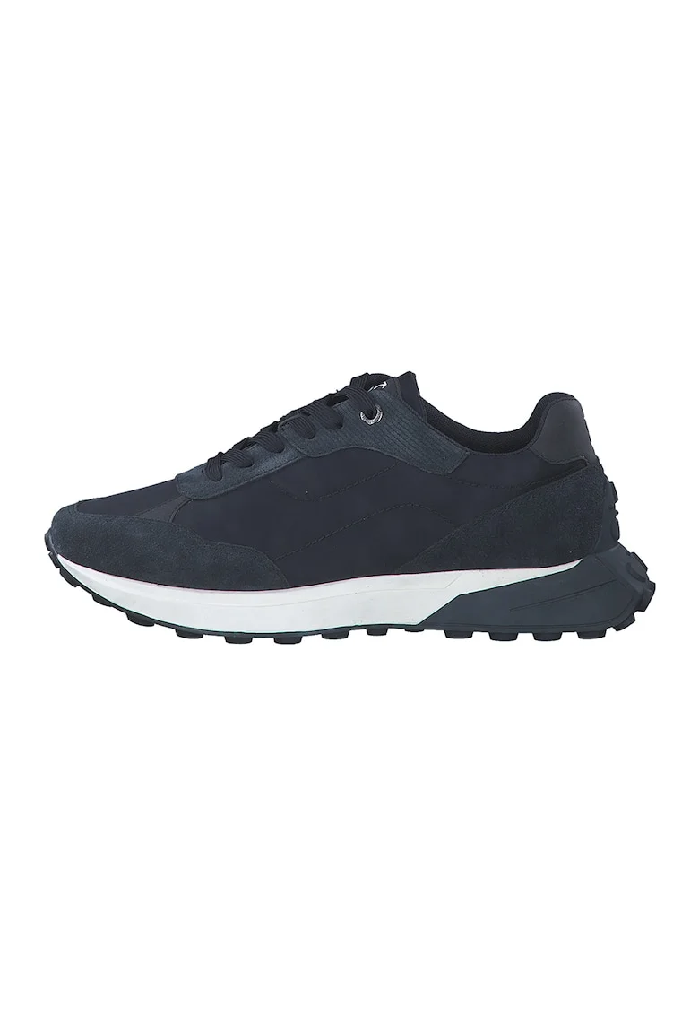 Pantofi sport cu insertii de piele intoarsa, Bleumarin