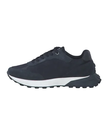 Pantofi sport cu insertii de piele intoarsa, Bleumarin
