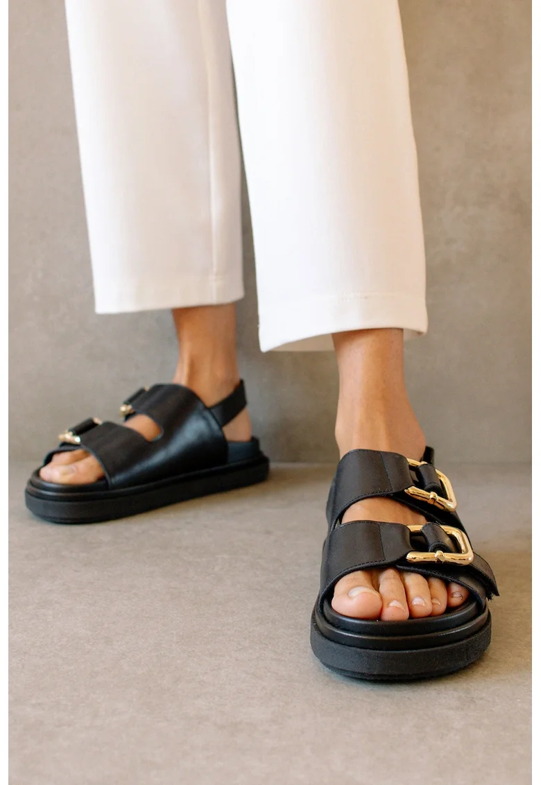 Sandale de piele cu velcro Harper, Negru