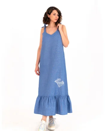 Rochie maxi lejera cu buzunare laterale, Albastru lavanda