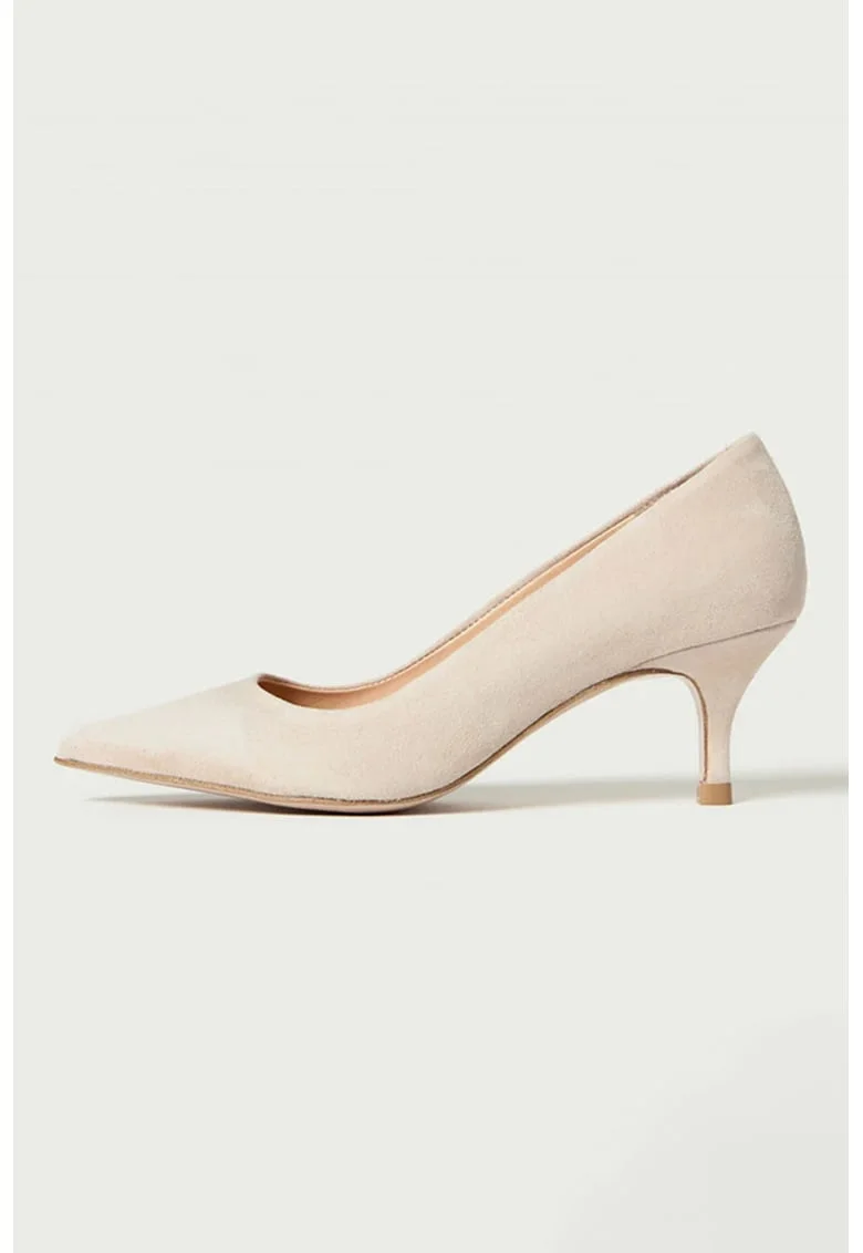 Pantofi din piele intoarsa Julie, Crem