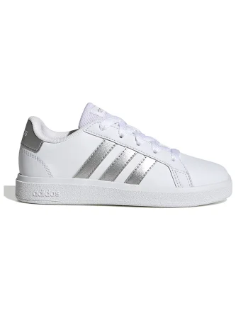Pantofi sport din piele ecologica Grand Court 2.0, Alb/Argintiu