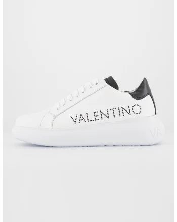 Pantofi sport unisex de piele cu logo, Alb/Negru