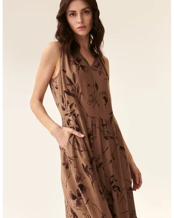 Rochie maxi cu model floral, Maro