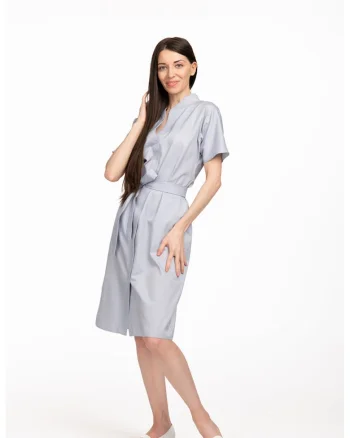 Rochie cu dungi si buzunare laterale Sabrina, Alb/Albastru deschis