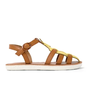 Sandale fisherman din piele Twins 27479, Galben/Maro scortisoara/Roz